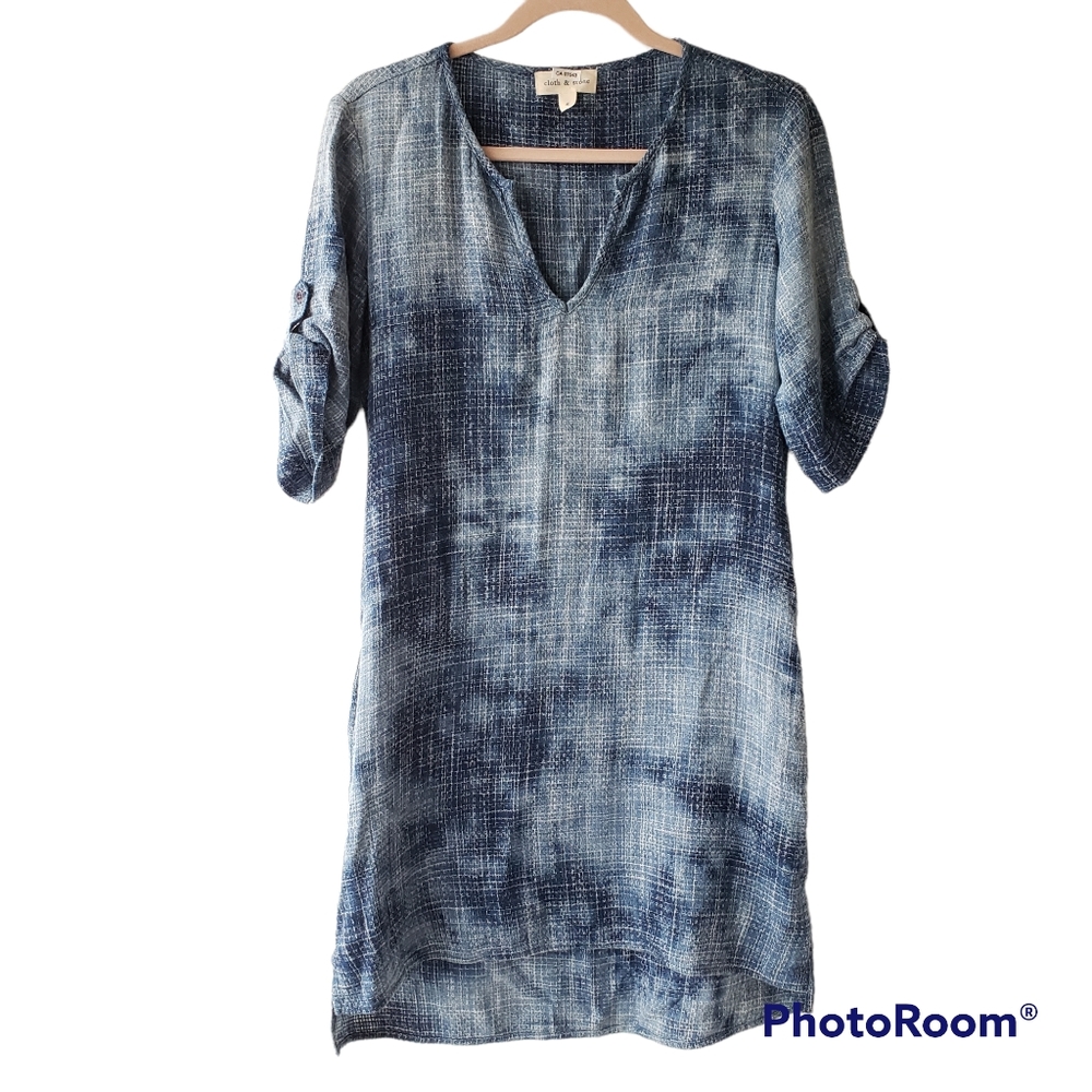 Anthropologie Blue Tie-Dye Dress